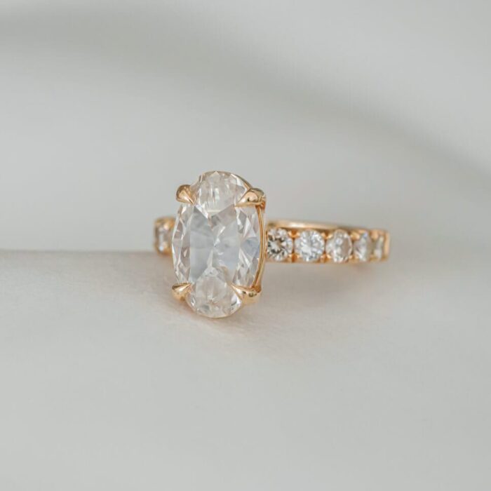 DSC00044 2ct Oval Diamond Engagement Ring with Claw Prongs and Melee stones. Bridal Set Gold - Image 3