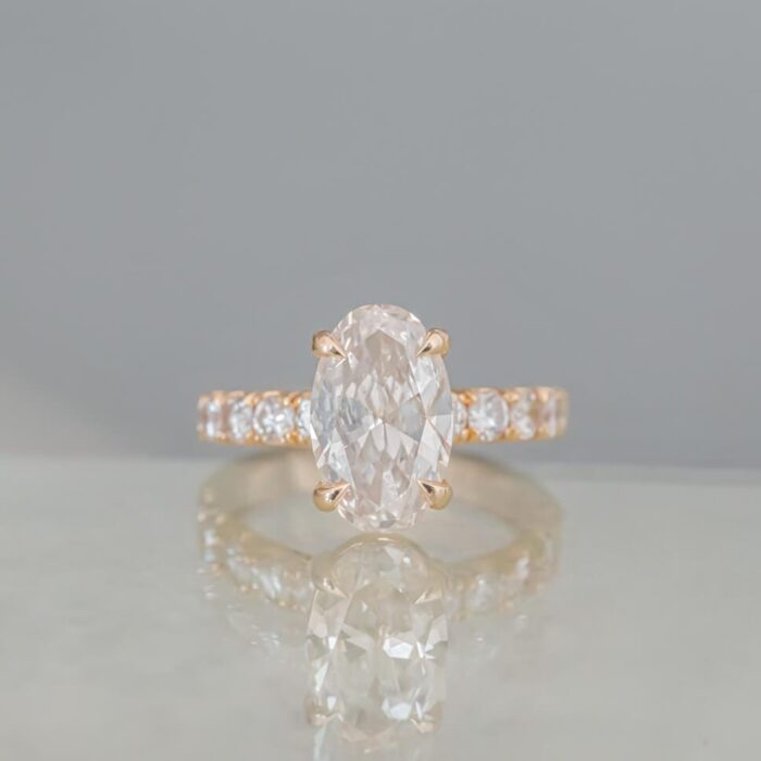 DSC00046 2ct Oval Diamond Engagement Ring with Claw Prongs and Melee stones. Bridal Set Gold - Image 2