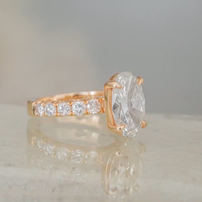 DSC00052 2ct Oval Diamond Engagement Ring with Claw Prongs and Melee stones. Bridal Set Gold - Image 1