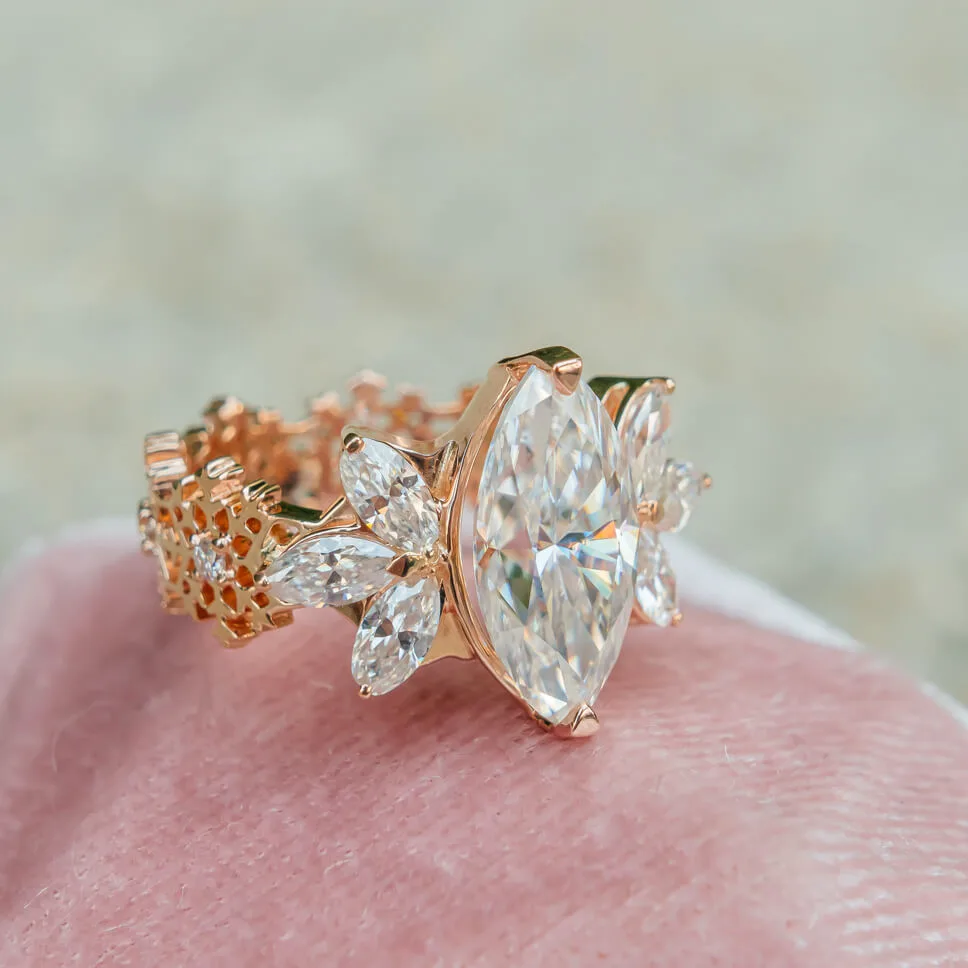 Custom 3ct Moissanite Snowflake Engagement Ring - Image 2