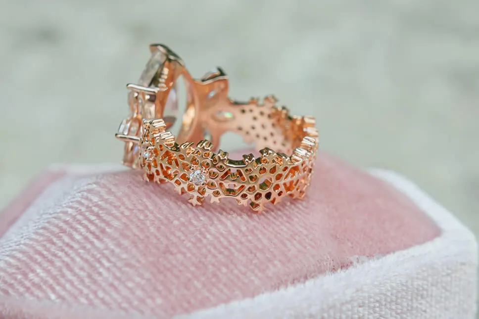 Custom 3ct Moissanite Snowflake Engagement Ring - Image 3