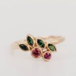 Leaf Inspired Cluster Gemstone Engagement Ring