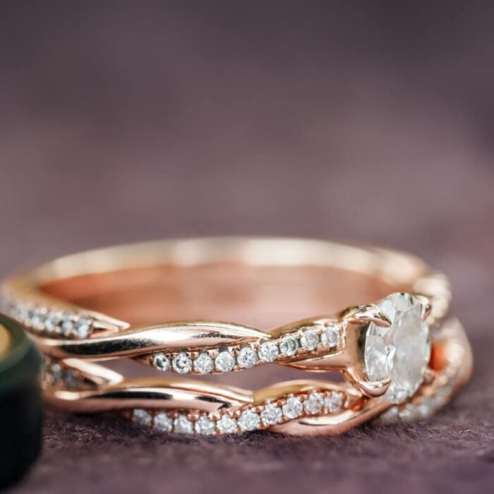 2024 Oct 5 Sierra and Blake Photo-225 Rose Gold Twist Engagement Ring 0.51 Ct Natural Diamond - Image 2