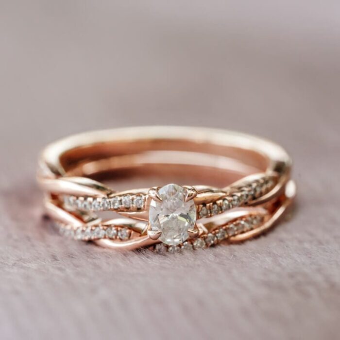 2024 Oct 5 Sierra and Blake Photo-233 Rose Gold Twist Engagement Ring 0.51 Ct Natural Diamond - Image 1