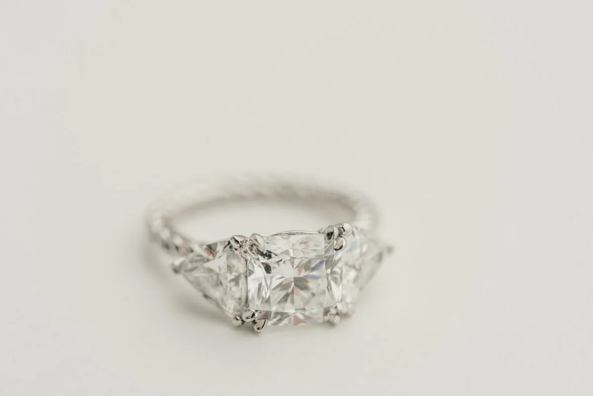 Twisted shank lab diamond engagement ring front view