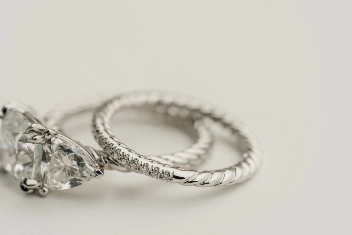 Twisted shank lab diamond engagement ring additional angle