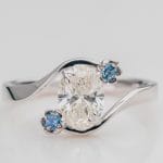 Ring of Weightless Infinity with 1.03ct Natural Diamond and Aquamarines