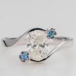 Ring of Weightless Infinity with 1.03ct Natural Diamond and Aquamarines
