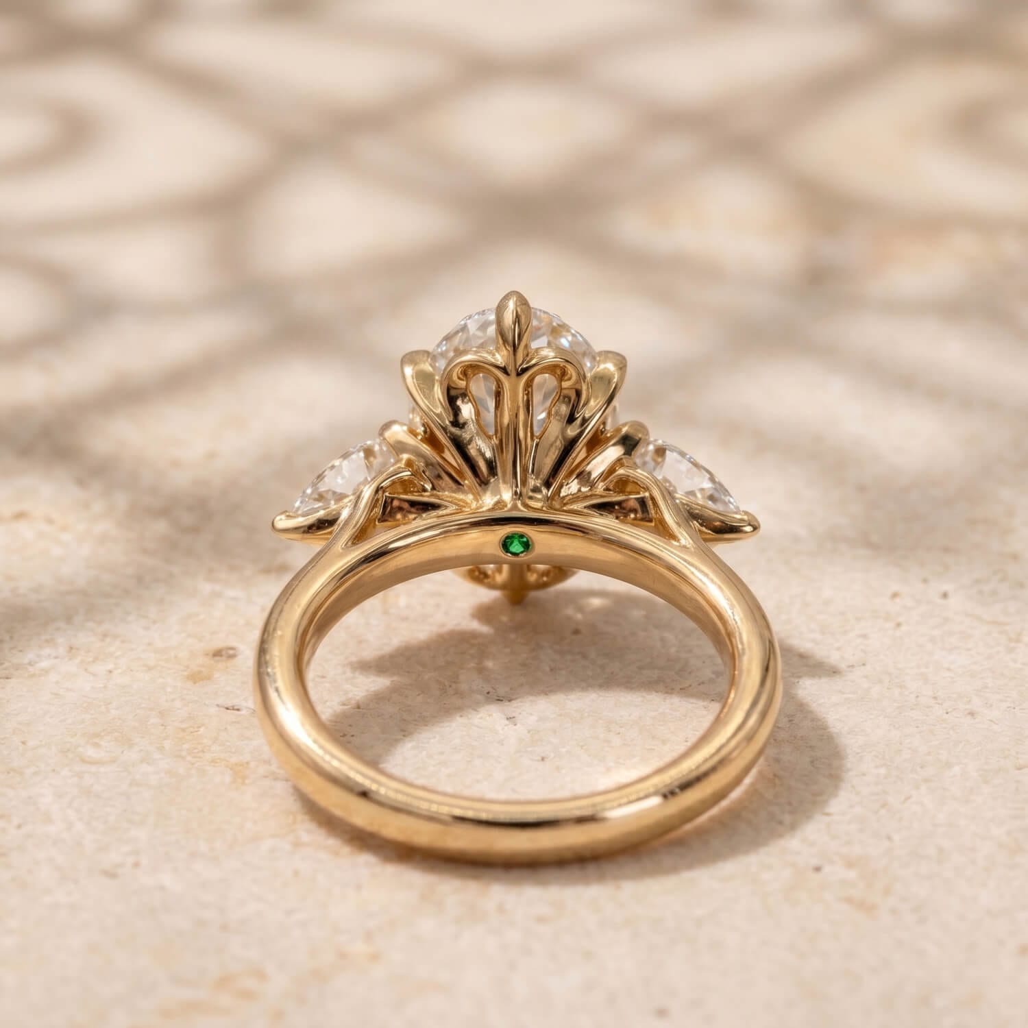 Custom engagement ring on hand
