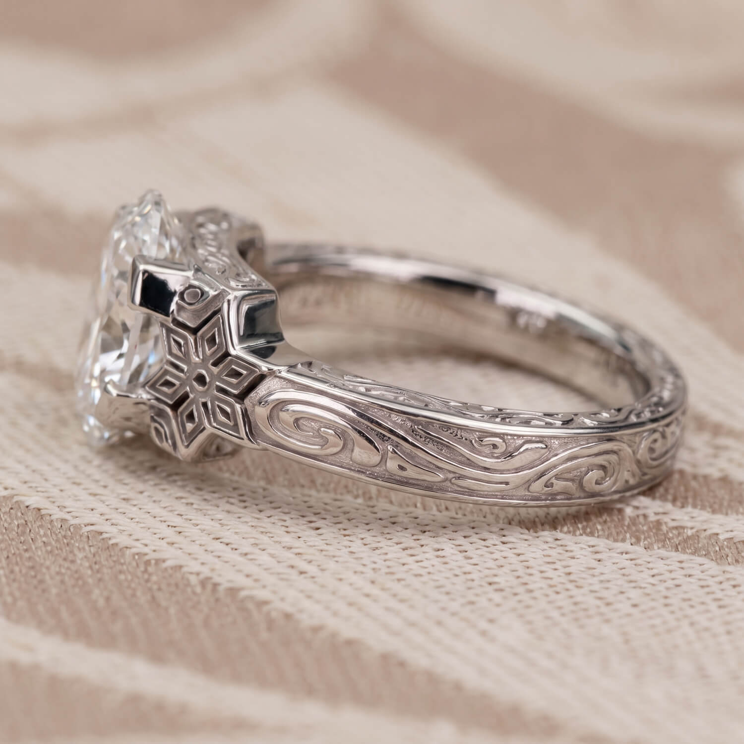 Custom Coimbatore-inspired oval diamond engagement ring