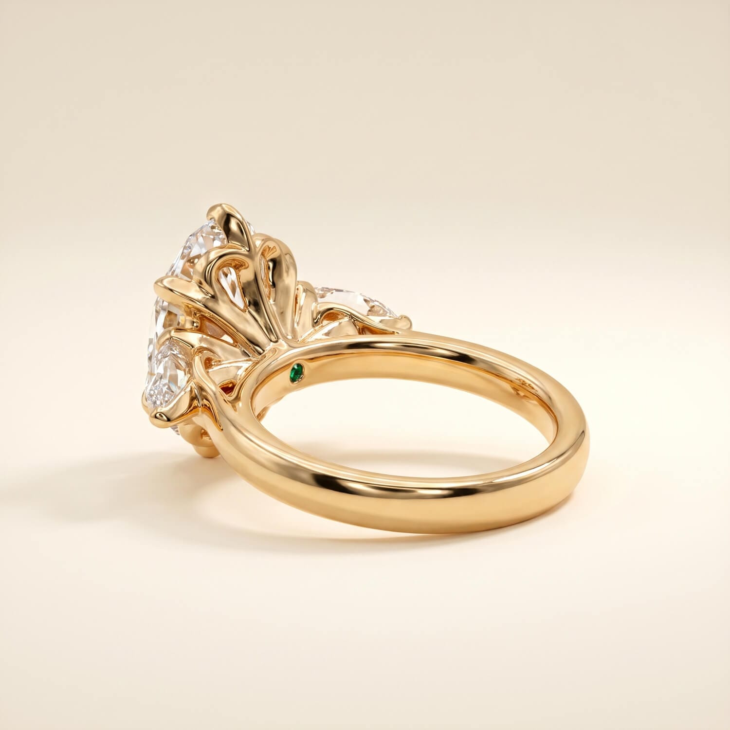 Lab-grown diamond trilogy ring in polished 14K yellow gold