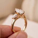 3 ct Lab-Grown Diamond Elongated Oval Three-Stone Engagement Ring