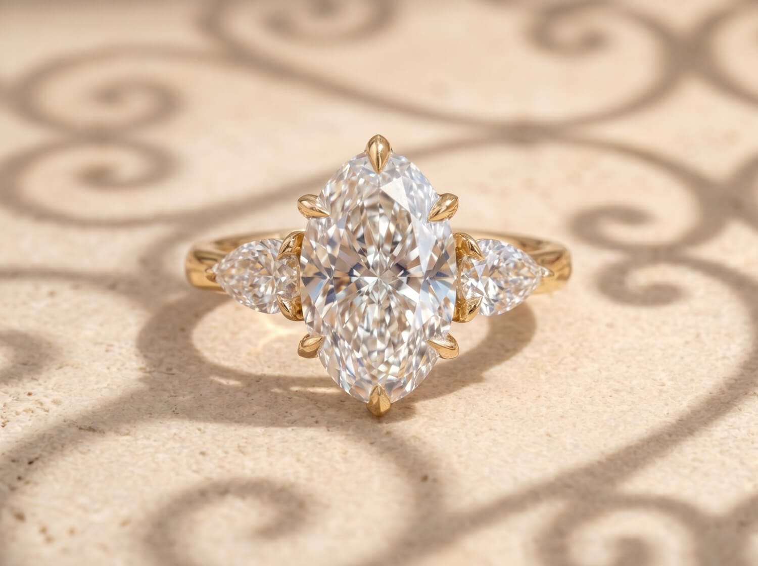 3 ct Lab-Grown Diamond Elongated Oval Three-Stone Engagement Ring-8 3 ct Lab-Grown Diamond Elongated Oval Three-Stone Engagement Ring - Image 1