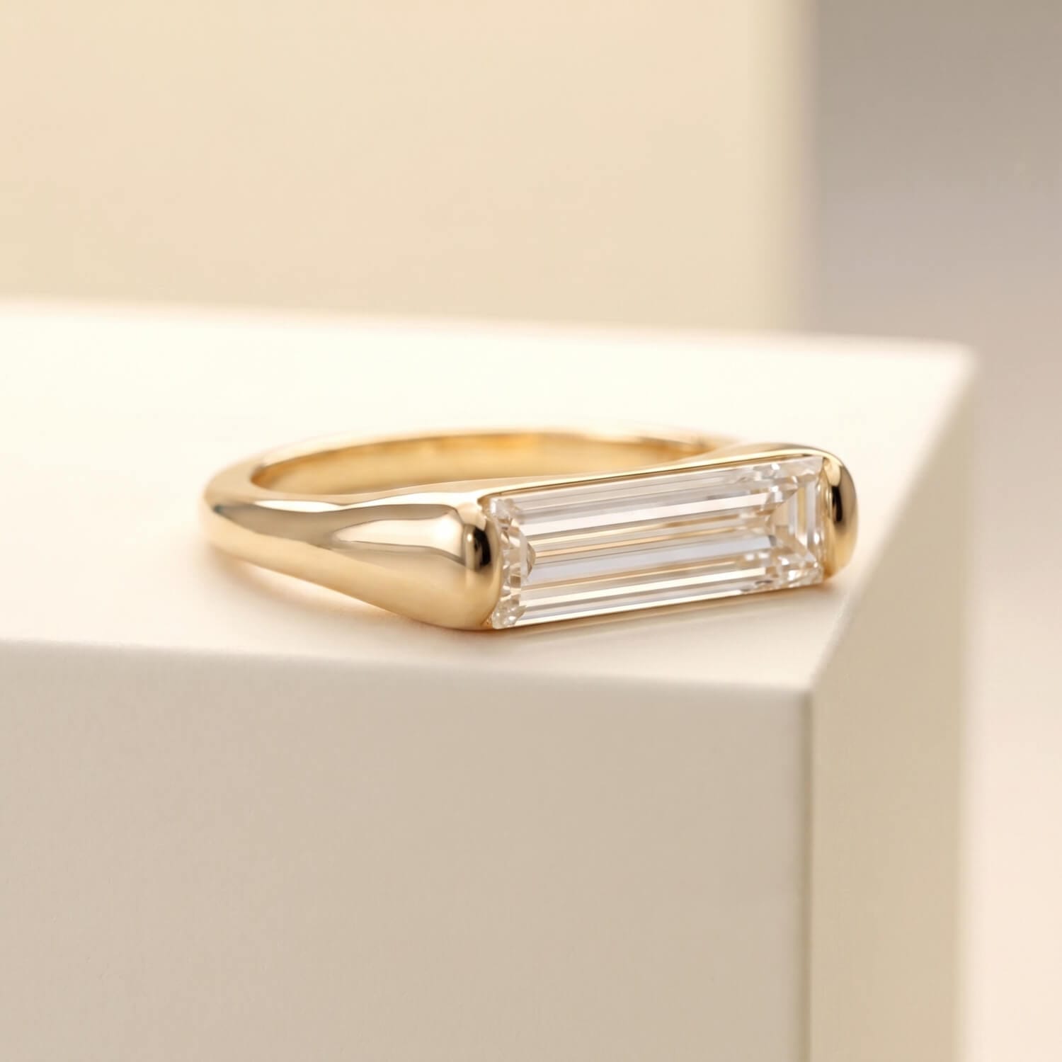 Finished 2 ct natural baguette diamond solitaire engagement ring