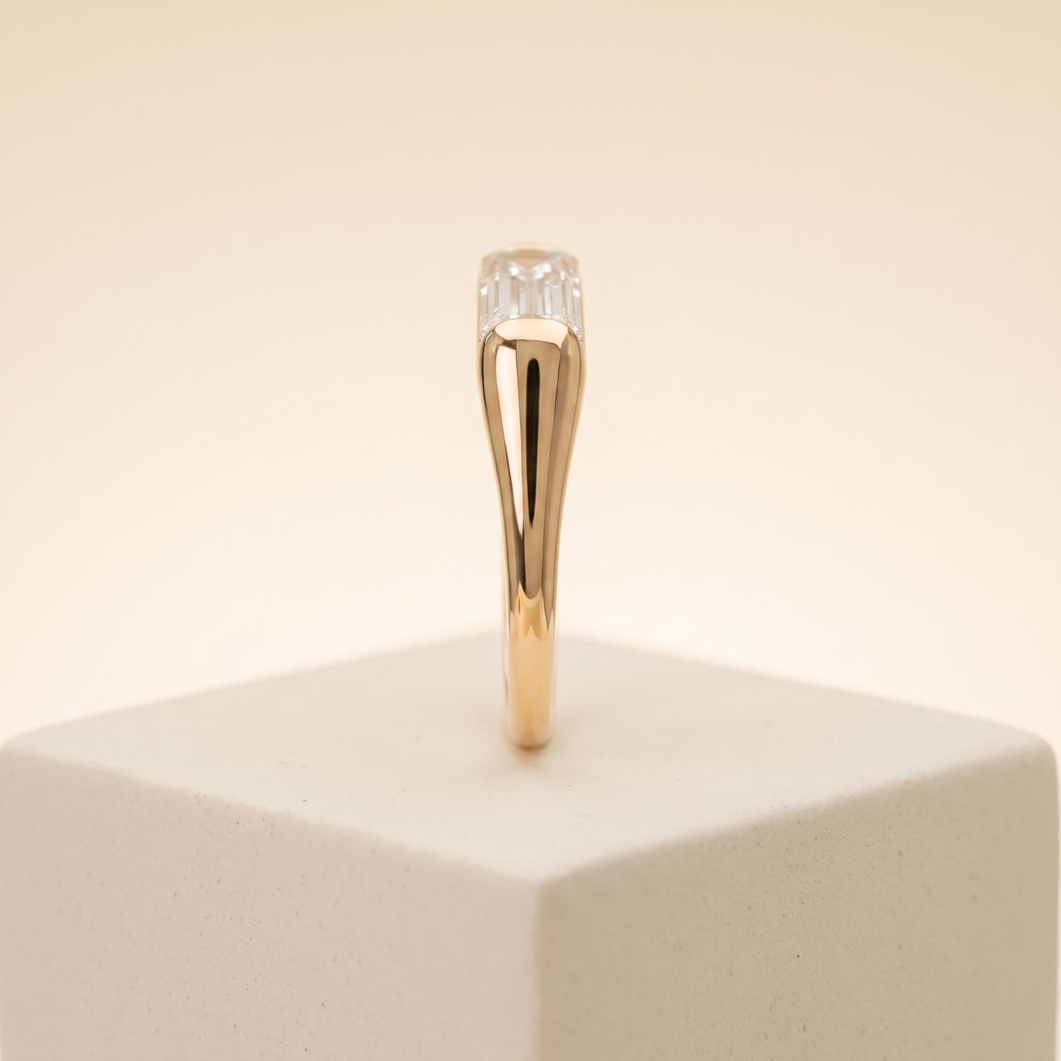 Custom natural baguette-cut diamond solitaire engagement ring