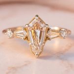 1.5 ct Kite-Shaped Diamond Bohemian Engagement Ring in Two-Tone Gold